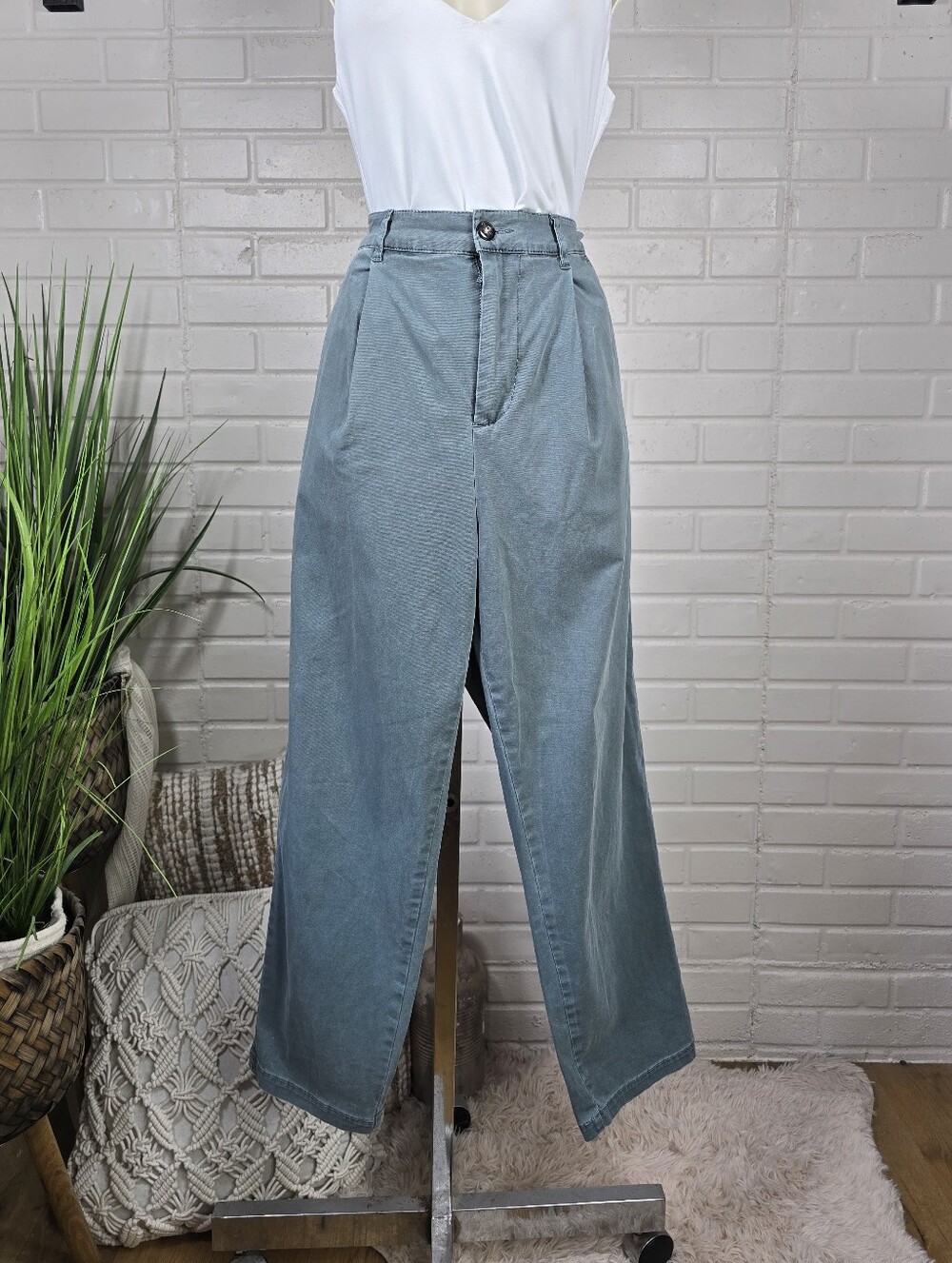 Asos Green High Rise Pleated Tappered Trousers